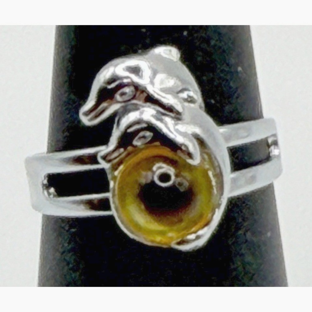 Dolphin Ring Adjustable Size 6.25–7.25 Coastal Ocean‎ Beach Vacation Jewelry